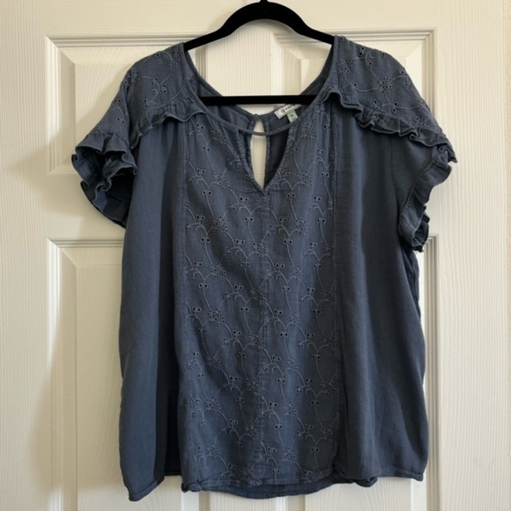 SUSMA Women's Blue Ruffled Top